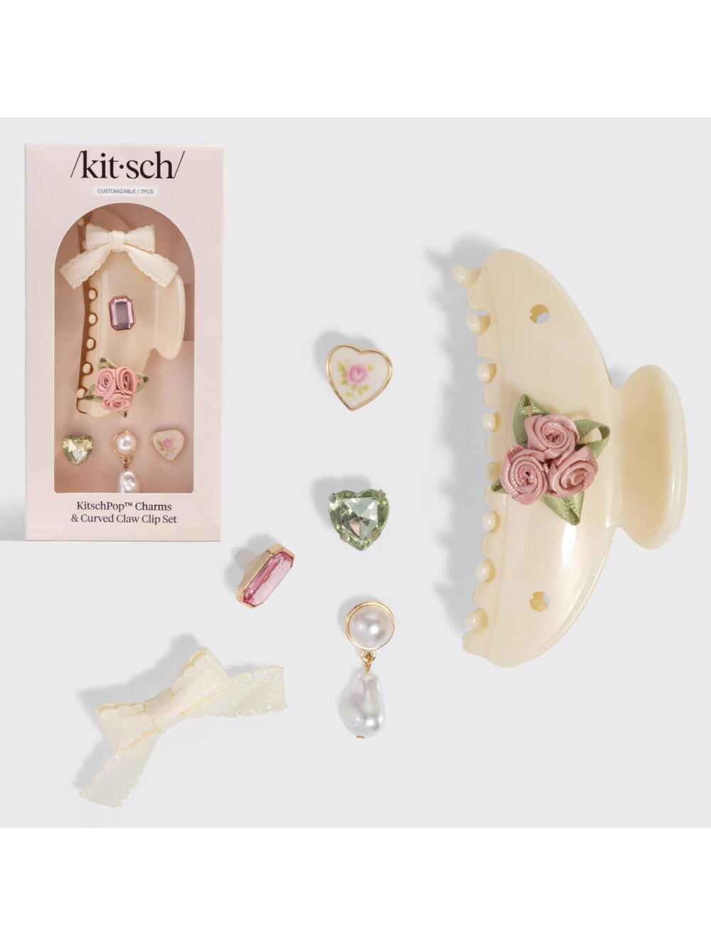 KitschPop Kitsch Curved Claw Clip 7pc Set Pearlized Cream